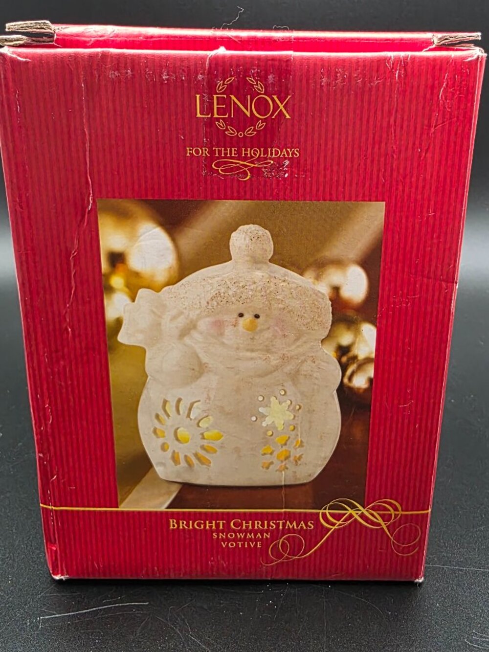 NEW Lenox Lighted bright Christmas snowman candle holiday winter